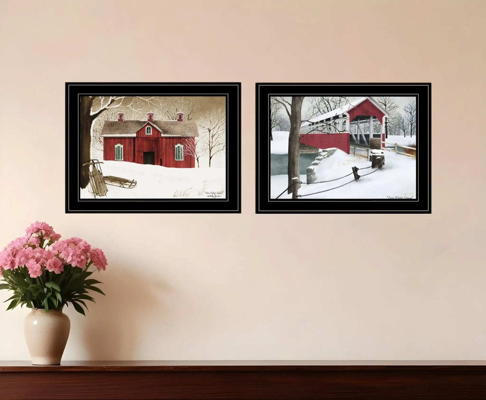 Set Of Two Winter Evening 2 Black Framed Print Wall Art - Homeroots - Flyclothing LLC
