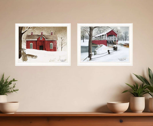 Set Of Two Crisp and New Fallen Snow 1 White Framed Print Wall Art - Homeroots - Flyclothing LLC