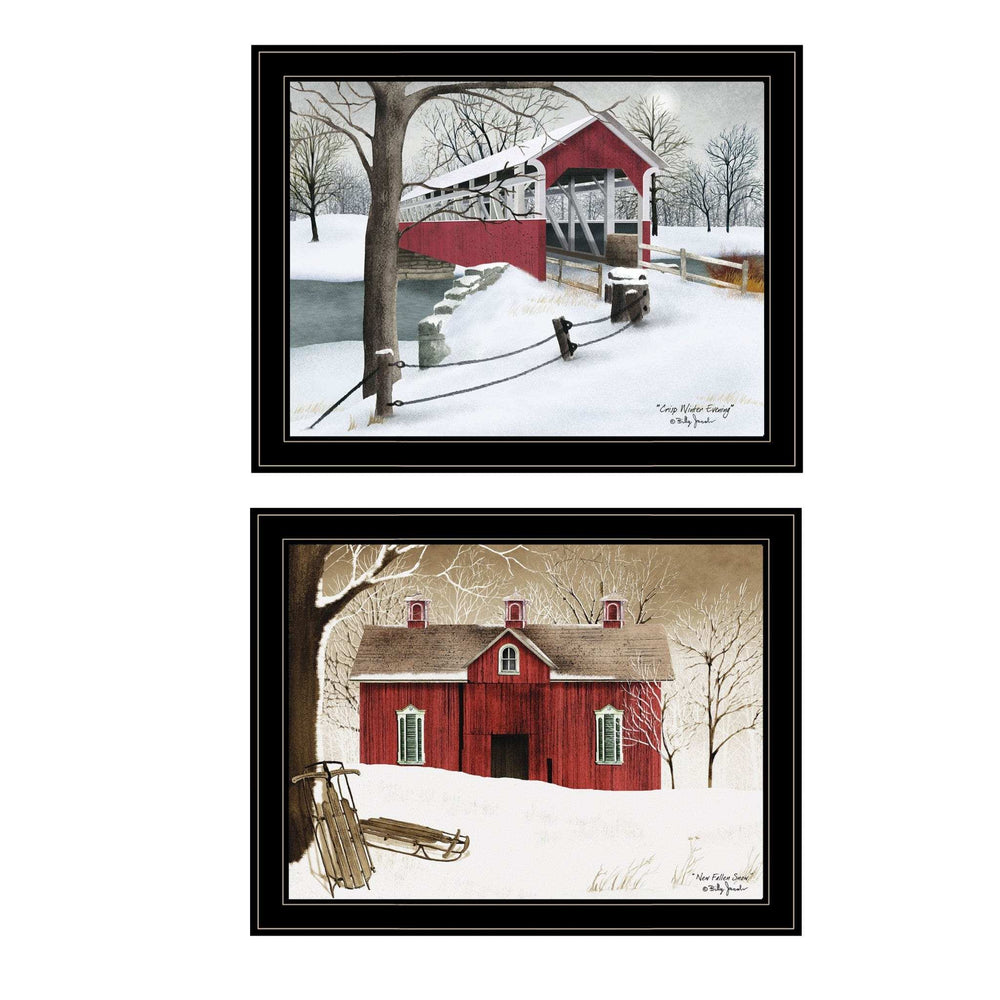 Set Of Two Crisp and New Fallen Snow 2 Black Framed Print Wall Art - Homeroots - Flyclothing LLC