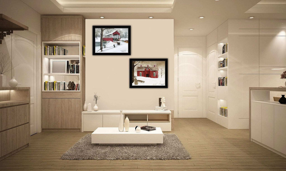 Set Of Two Crisp and New Fallen Snow 2 Black Framed Print Wall Art - Homeroots - Flyclothing LLC