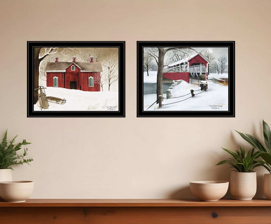 Set Of Two Crisp and New Fallen Snow 2 Black Framed Print Wall Art - Homeroots - Flyclothing LLC