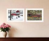 Set Of Two Covered Bridge Collection II 1 White Framed Print Wall Art - Homeroots - Flyclothing LLC