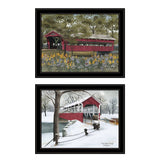 Set Of Two Covered Bridge Collection II 2 Black Framed Print Wall Art - Homeroots - Flyclothing LLC