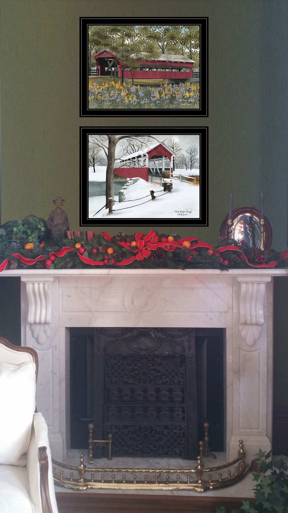 Set Of Two Covered Bridge Collection II 2 Black Framed Print Wall Art - Homeroots - Flyclothing LLC