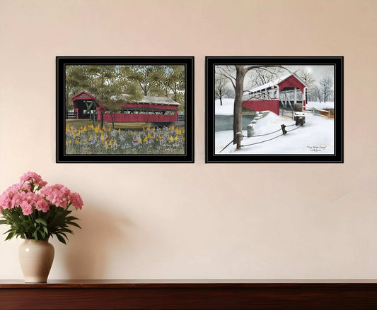 Set Of Two Covered Bridge Collection II 2 Black Framed Print Wall Art - Homeroots - Flyclothing LLC