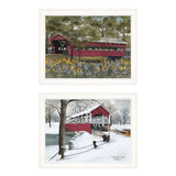 Set Of Two Covered Bridge Collection III White Framed Print Wall Art - Homeroots - Flyclothing LLC