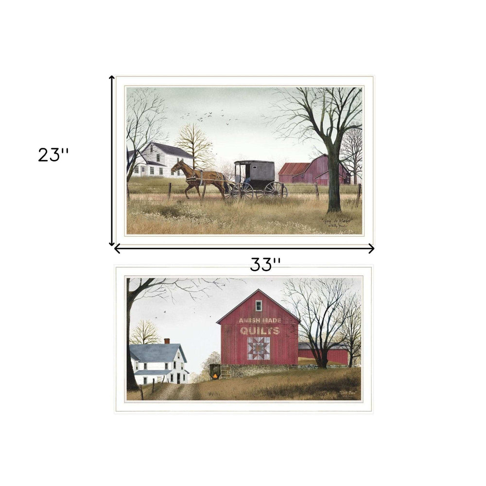 Set Of Two Goin to Market 1 White Framed Print Wall Art - Homeroots - Flyclothing LLC