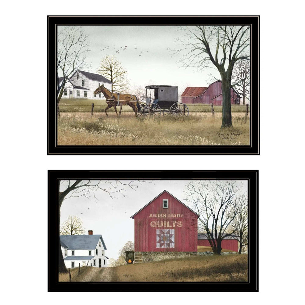Set Of Two Goin to Market 2 Black Framed Print Wall Art - Homeroots - Flyclothing LLC