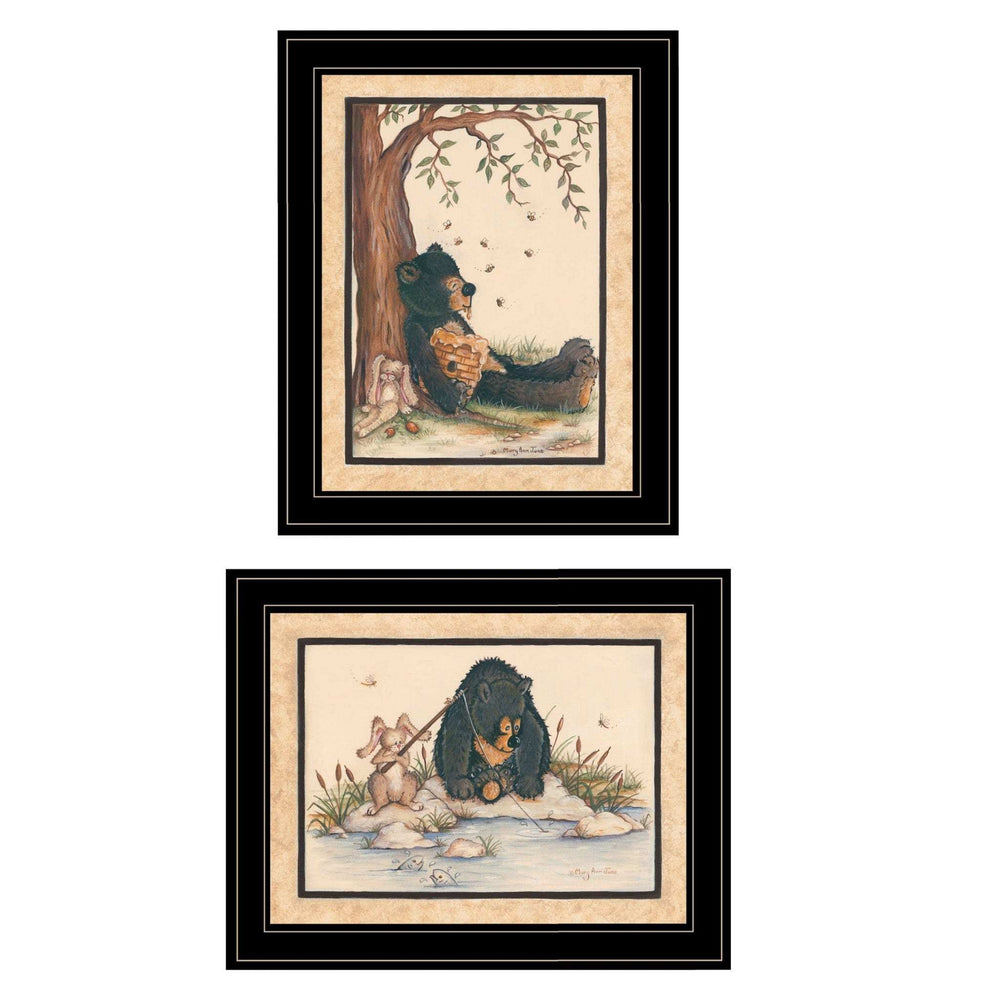 Set Of Two Gone Fishing 2 Black Framed Print Wall Art - Homeroots - Flyclothing LLC