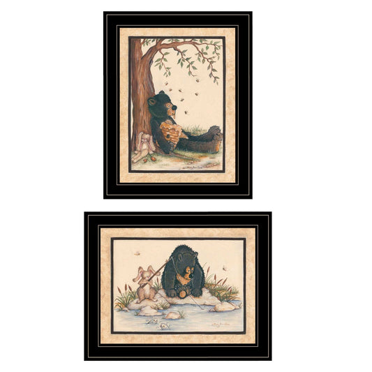 Set Of Two Gone Fishing 2 Black Framed Print Wall Art - Homeroots - Flyclothing LLC