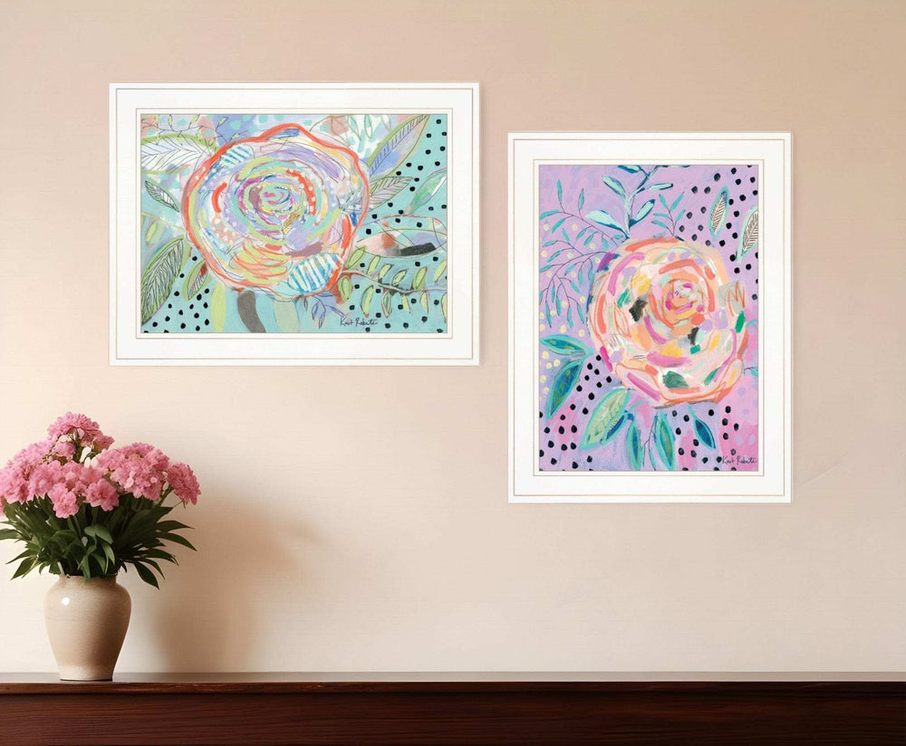 Set Of Two Bloom for Yourself 1 White Framed Print Wall Art - Homeroots - Flyclothing LLC