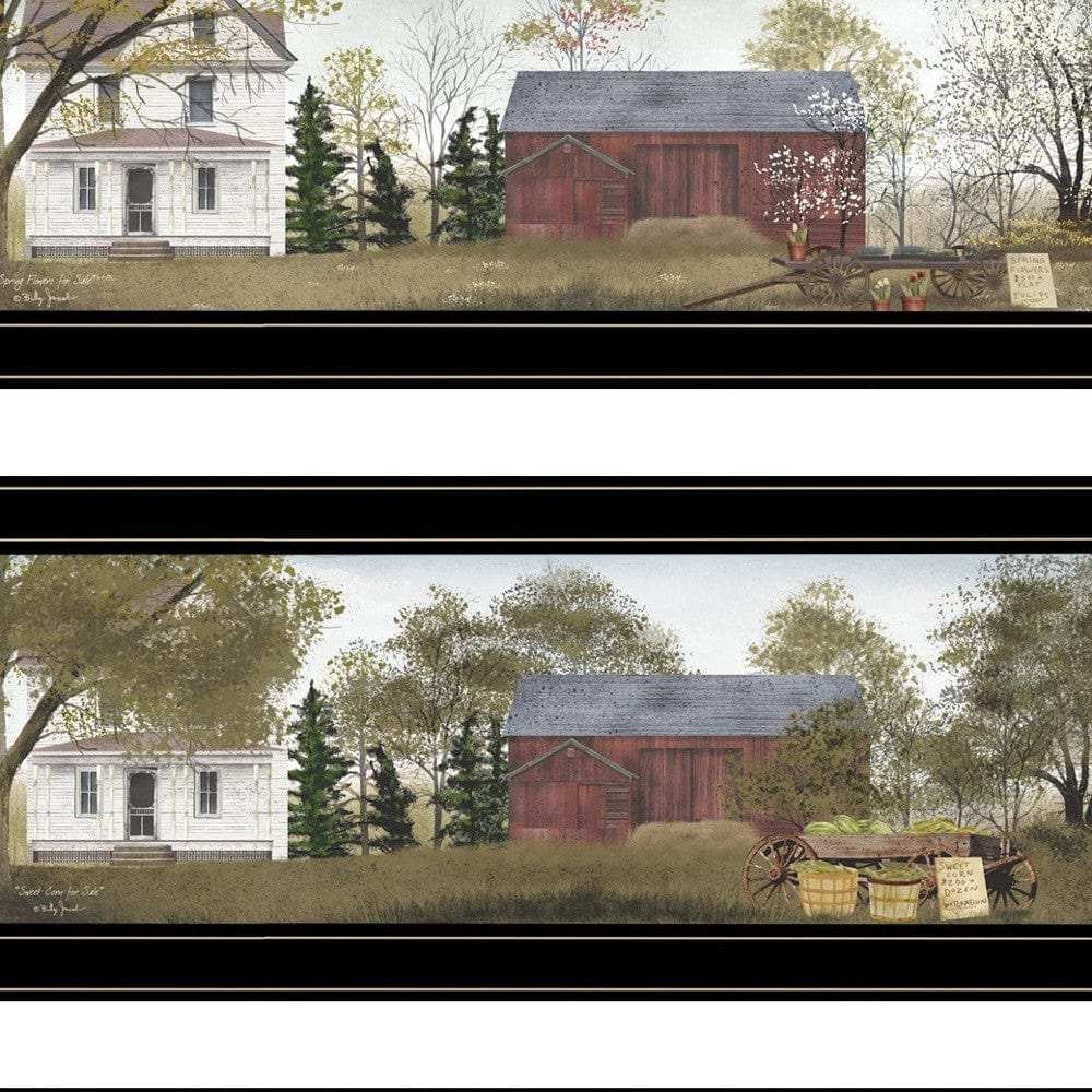 Set Of Four Seasons on the Farm Black Framed Print Wall Art - Homeroots - Flyclothing LLC