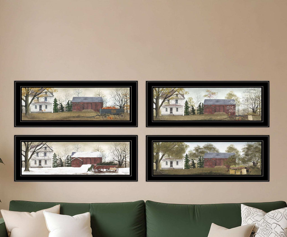 Set Of Four Seasons on the Farm Black Framed Print Wall Art - Homeroots - Flyclothing LLC