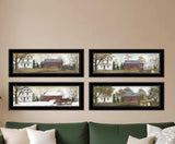 Set Of Four Seasons on the Farm Black Framed Print Wall Art - Homeroots - Flyclothing LLC