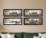Set Of Four Holiday Seasons on the Farm Black Framed Print Wall Art - Homeroots - Flyclothing LLC