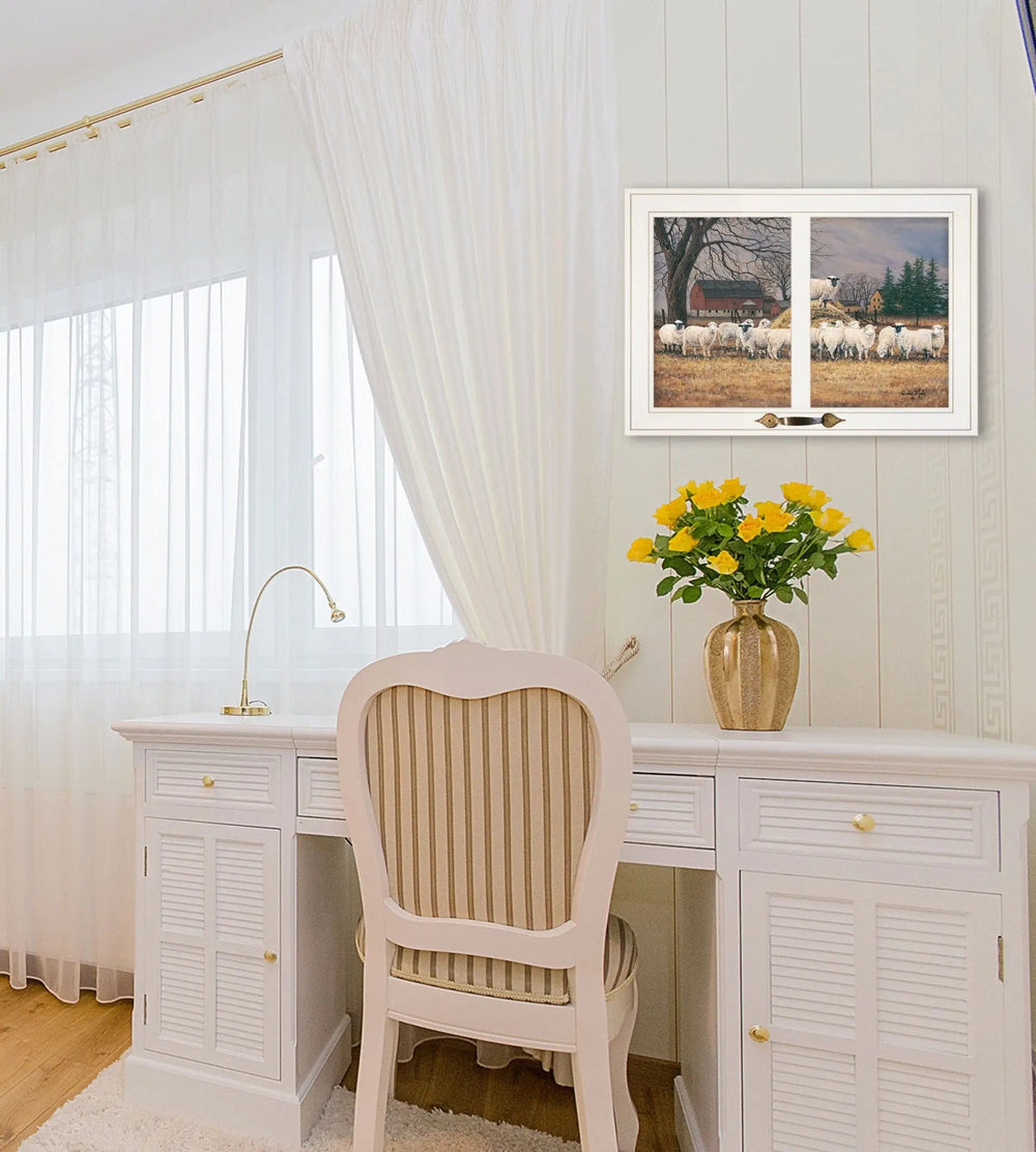 Wool Gathering 2 White Framed Print Wall Art - Homeroots - Flyclothing LLC