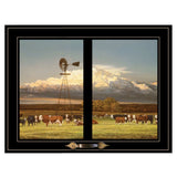 Summer Pastures Holstein cows with windmill 2 Black Framed Print Wall Art - Homeroots - Flyclothing LLC