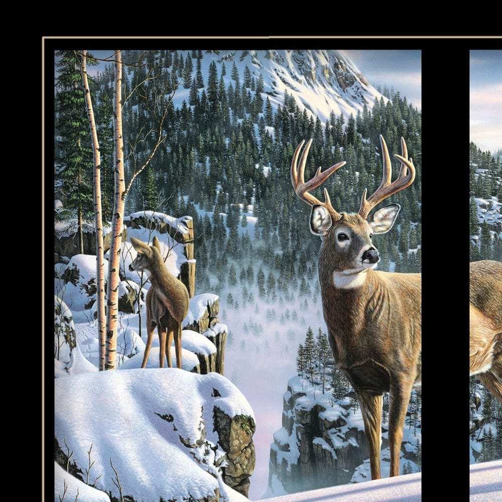 Morning View Deer 4 Black Framed Print Wall Art - Homeroots - Flyclothing LLC