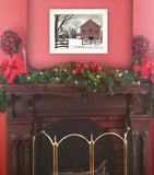 Christmas Barn 1 White Framed Print Wall Art - Homeroots - Flyclothing LLC