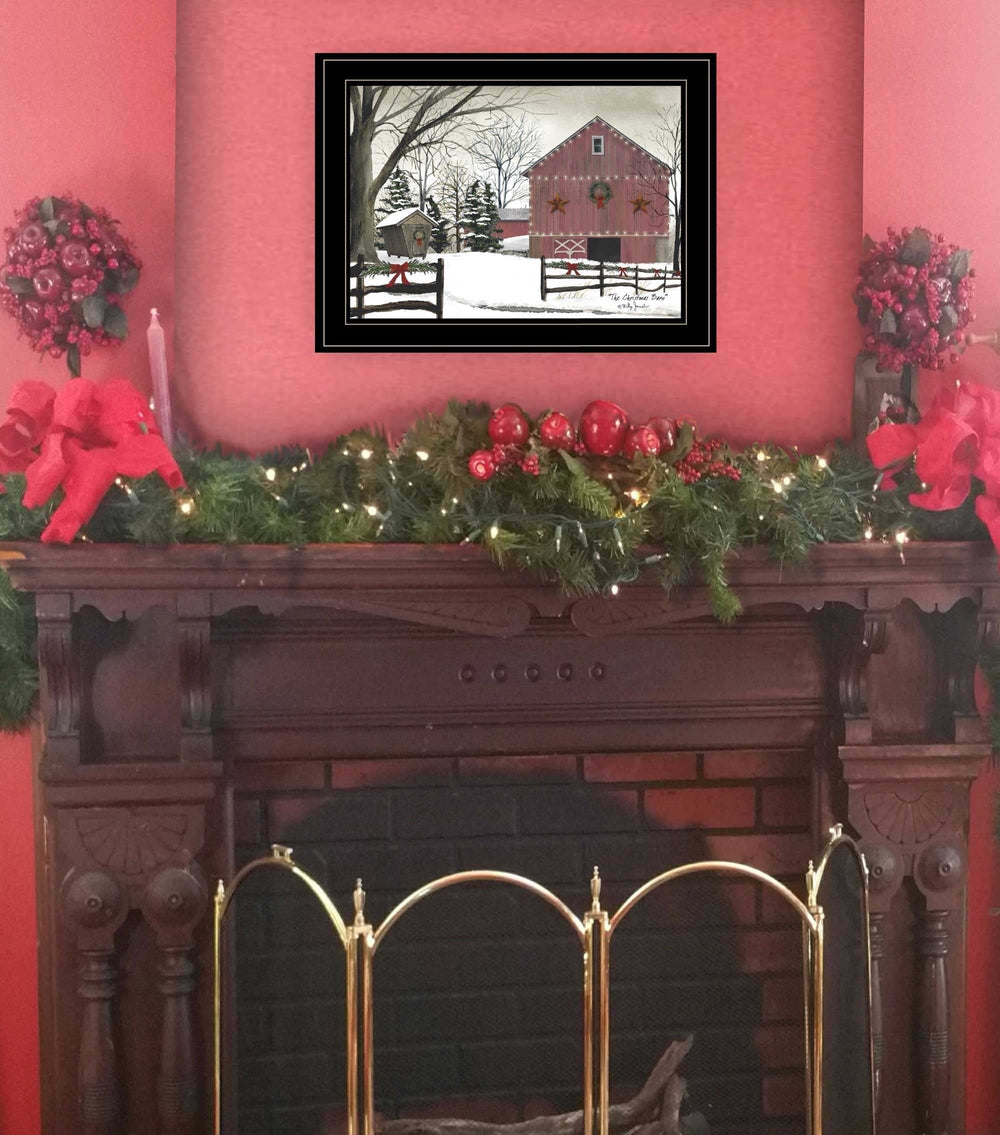Christmas Barn 2 Black Framed Print Wall Art - Homeroots - Flyclothing LLC