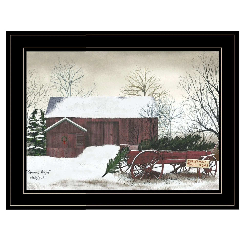 Christmas Wagon 2 Black Framed Print Wall Art - Homeroots - Flyclothing LLC