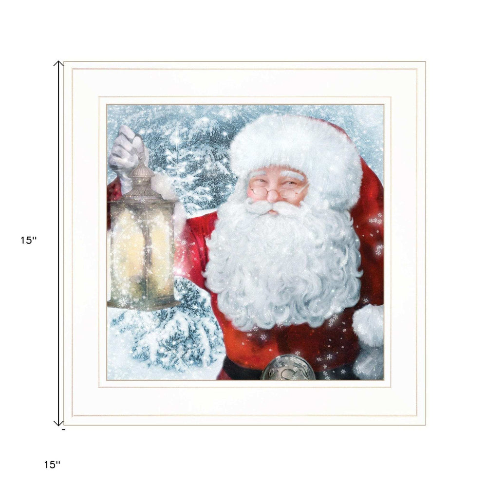 Santa with Lantern 1 White Framed Print Wall Art - Homeroots - Flyclothing LLC