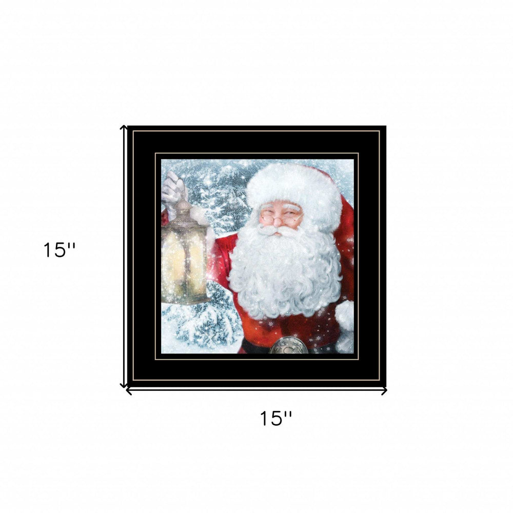 Santa with Lantern 2 Black Framed Print Wall Art - Homeroots - Flyclothing LLC