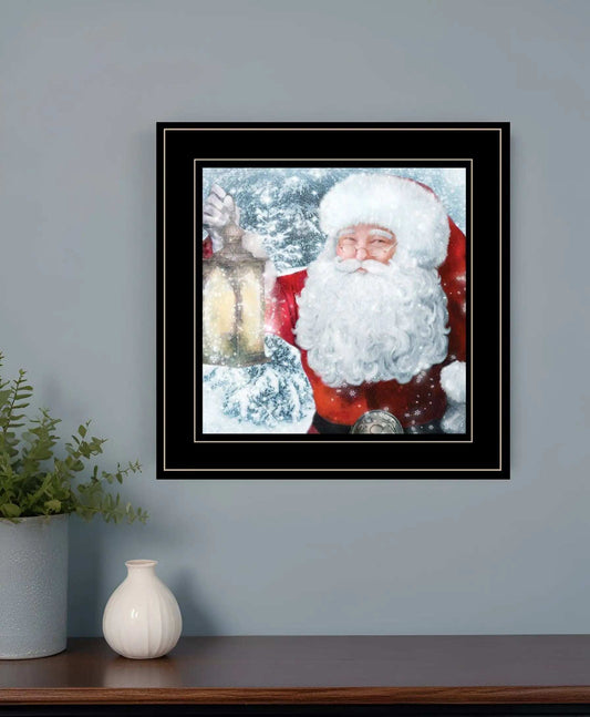 Santa with Lantern 2 Black Framed Print Wall Art - Homeroots - Flyclothing LLC