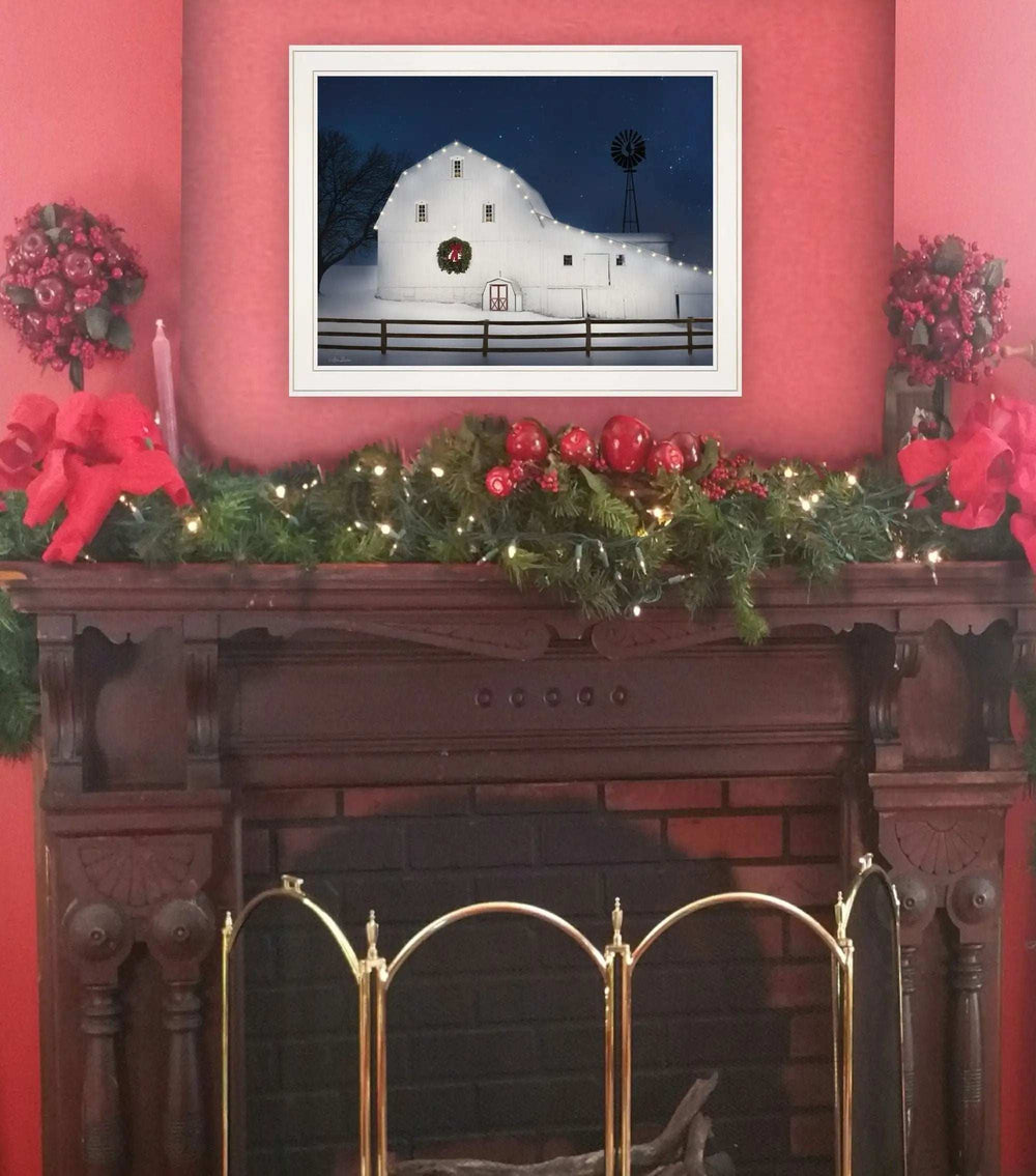 Christmas Starry Night 1 White Framed Print Wall Art - Homeroots - Flyclothing LLC