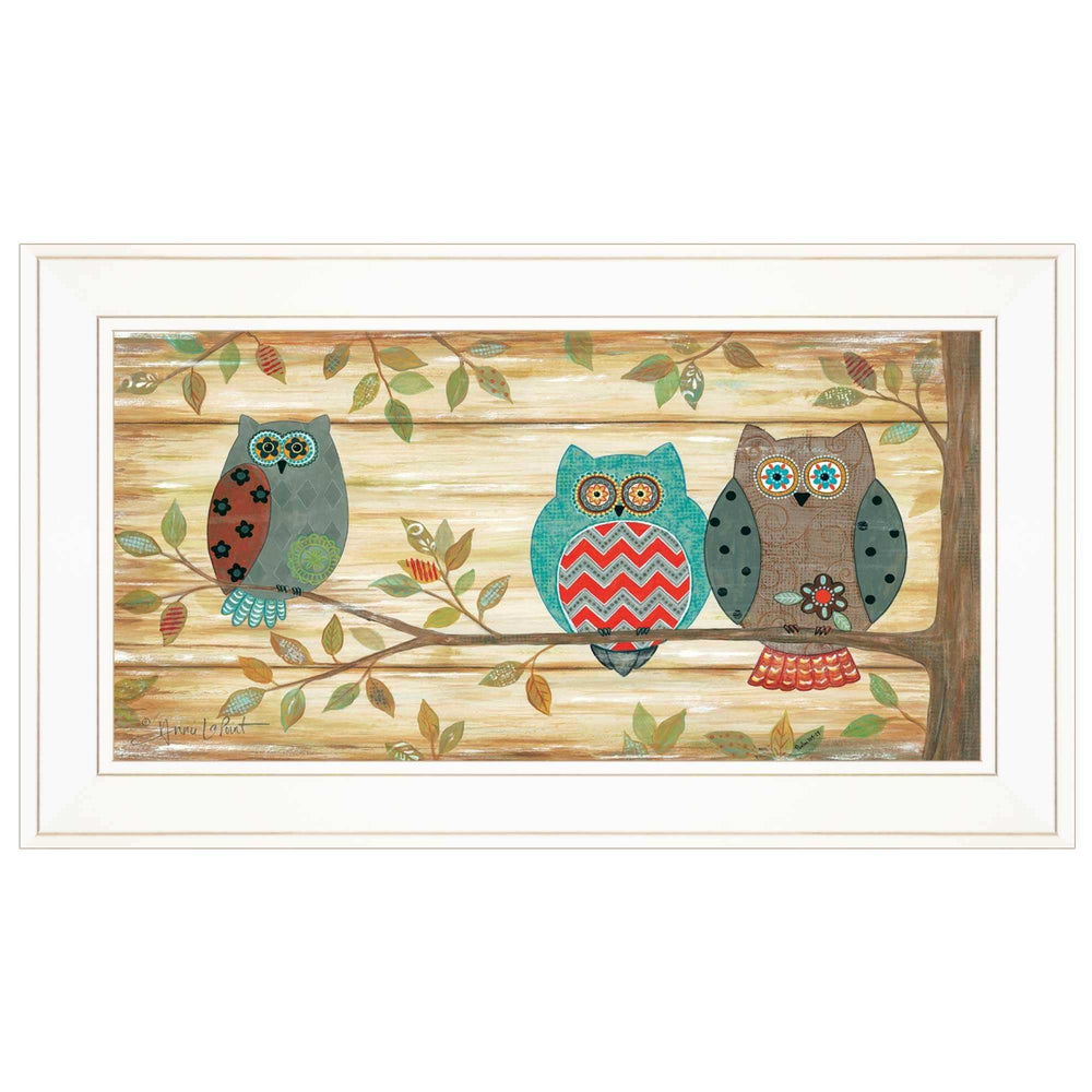 Three Wise Owls 2 White Framed Print Wall Art - Homeroots - Flyclothing LLC