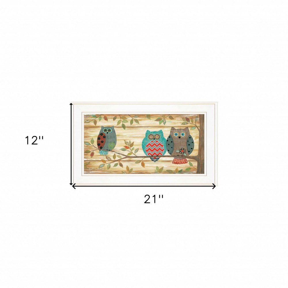 Three Wise Owls 2 White Framed Print Wall Art - Homeroots - Flyclothing LLC