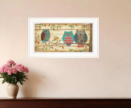Three Wise Owls 2 White Framed Print Wall Art - Homeroots - Flyclothing LLC
