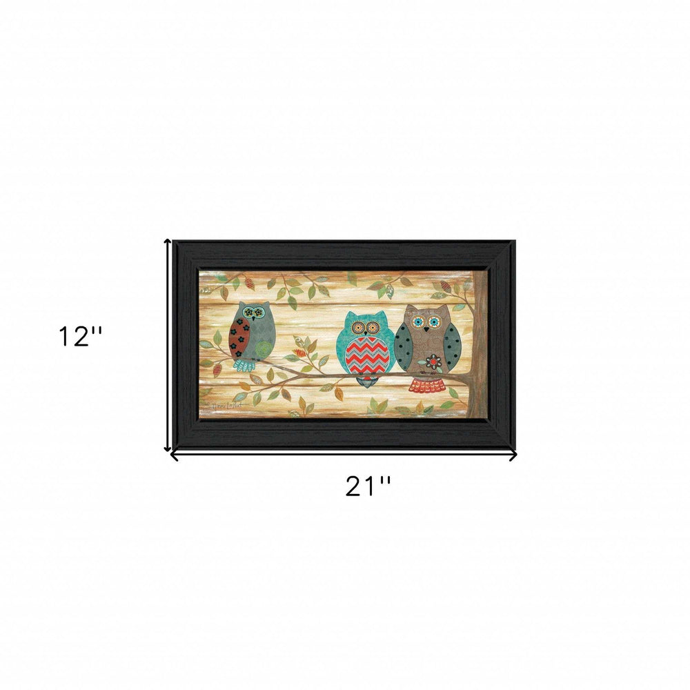 Three Wise Owls 3 Black Framed Print Wall Art - Homeroots - Flyclothing LLC