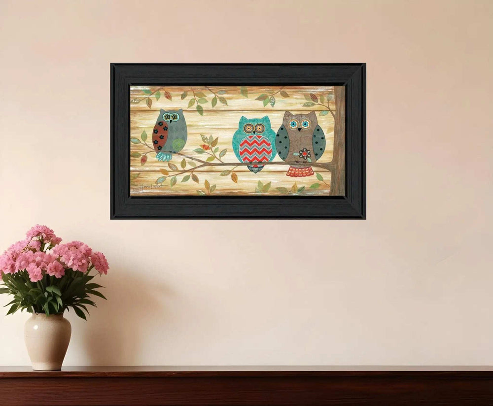 Three Wise Owls 3 Black Framed Print Wall Art - Homeroots - Flyclothing LLC