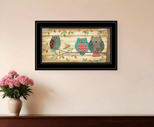 Three Wise Owls 4 Black Framed Print Wall Art - Homeroots - Flyclothing LLC