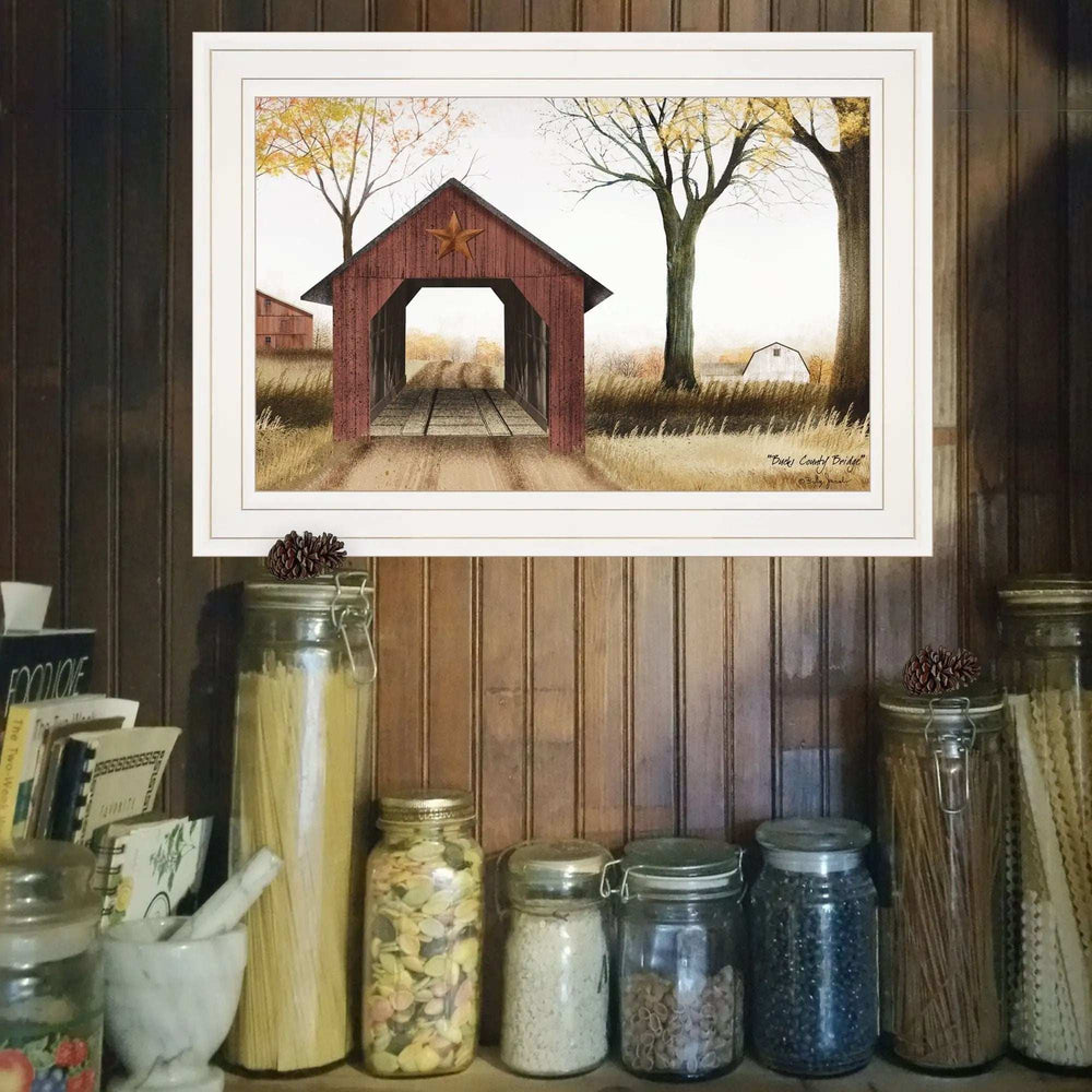 Bucks County Bridge 1 White Framed Print Wall Art - Homeroots - Flyclothing LLC