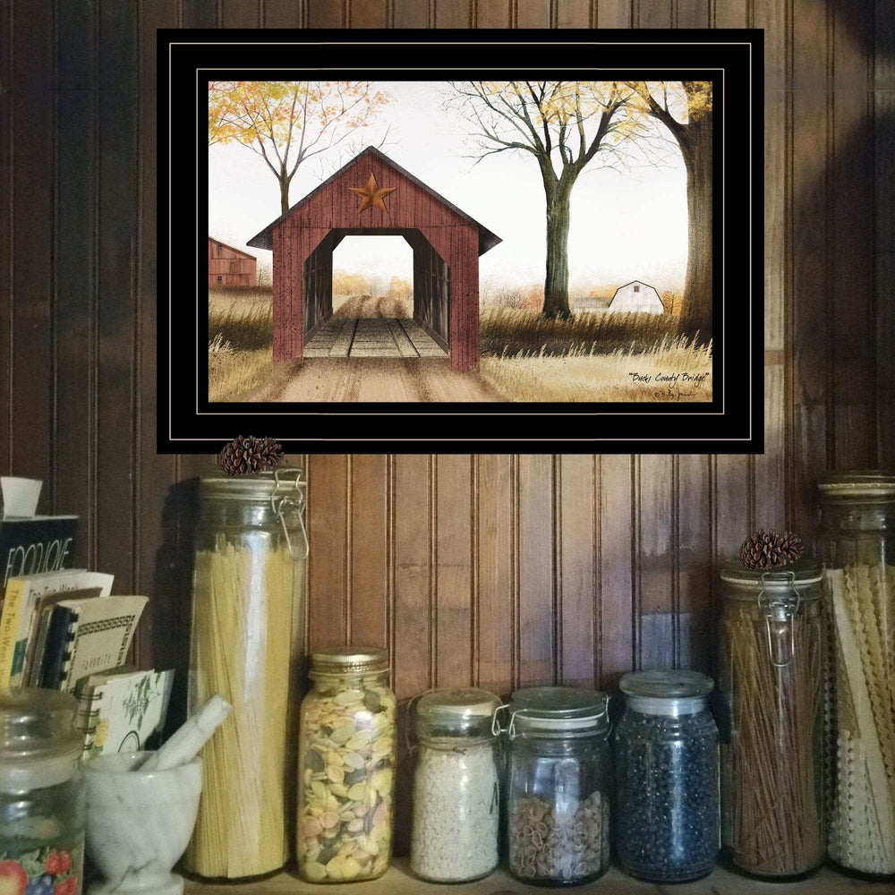 Bucks County Bridge 3 Black Framed Print Wall Art - Homeroots - Flyclothing LLC