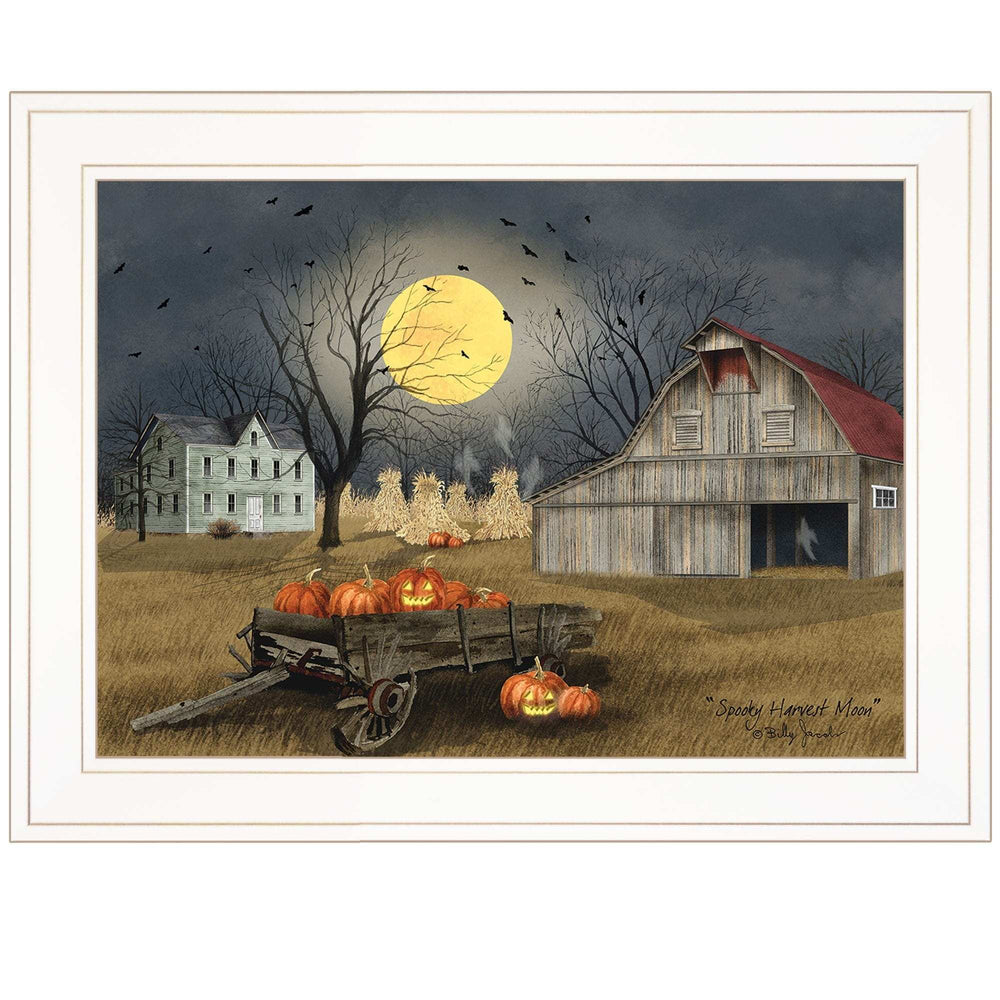 Spooky Harvest Moon 2 White Framed Print Kitchen Wall Art - Homeroots - Flyclothing LLC