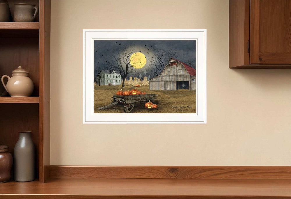 Spooky Harvest Moon 2 White Framed Print Kitchen Wall Art - Homeroots - Flyclothing LLC