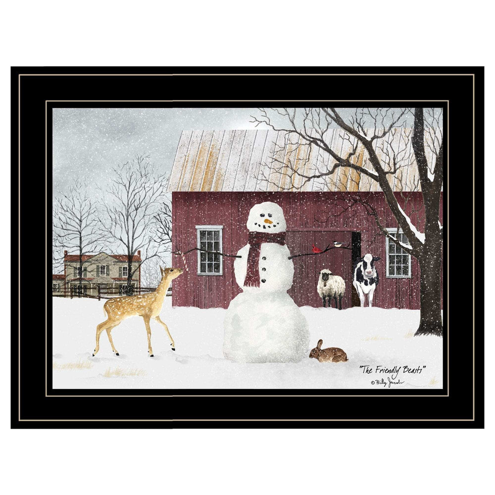 The Friendly Beasts 4 Black Framed Print Wall Art - Homeroots - Flyclothing LLC