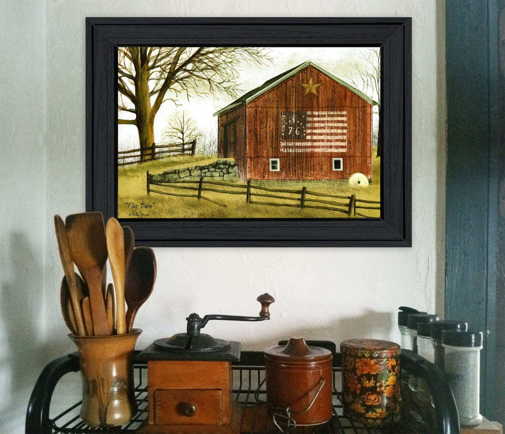 Flag Barn 2 Black Framed Print Wall Art - Homeroots - Flyclothing LLC