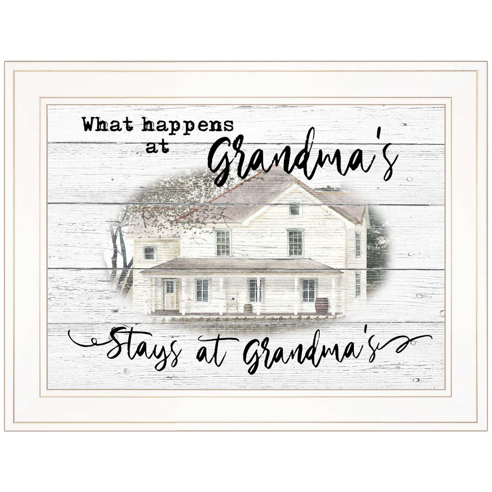 Stays At Grandmas White Framed Print Wall Art - Homeroots - Flyclothing LLC