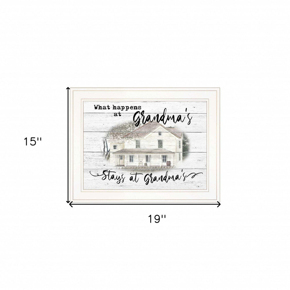 Stays At Grandmas White Framed Print Wall Art - Homeroots - Flyclothing LLC