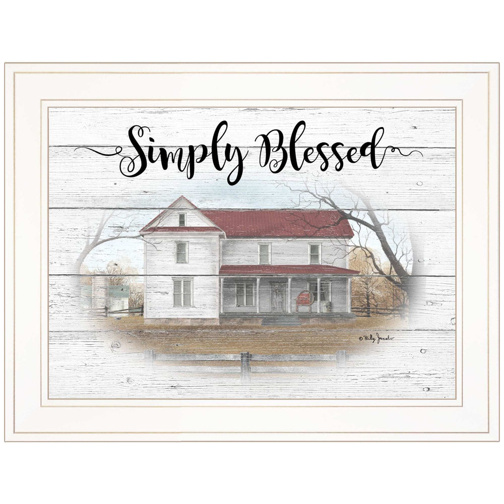 Simply Blessed Farmhouse White Framed Print Wall Art - Homeroots - Flyclothing LLC
