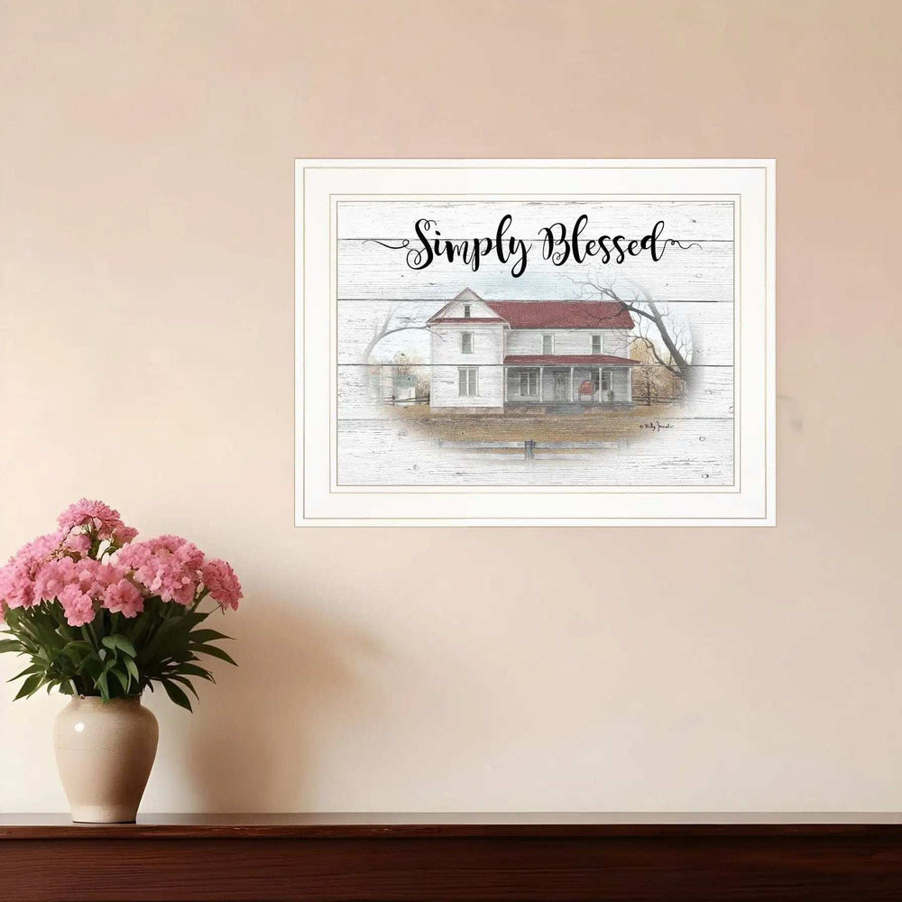 Simply Blessed Farmhouse White Framed Print Wall Art - Homeroots - Flyclothing LLC