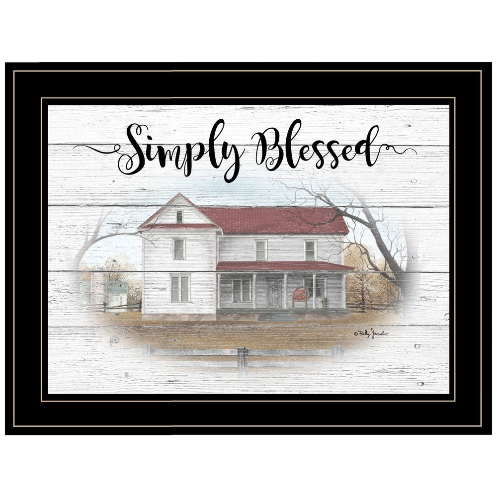 Simply Blessed Farmhouse Black Framed Print Wall Art - Homeroots - Flyclothing LLC