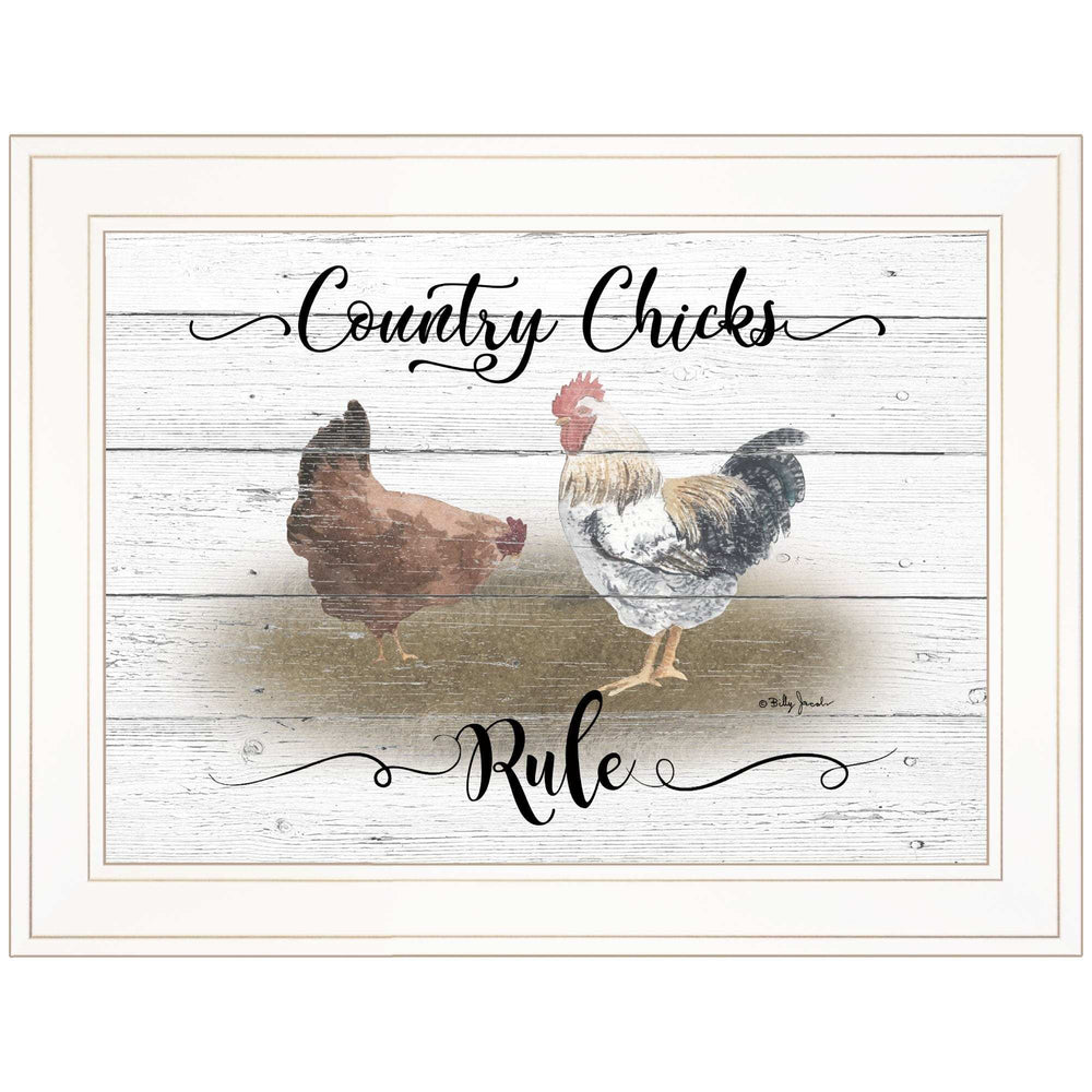 Country Chicks Rule 2 White Framed Print Wall Art - Homeroots - Flyclothing LLC