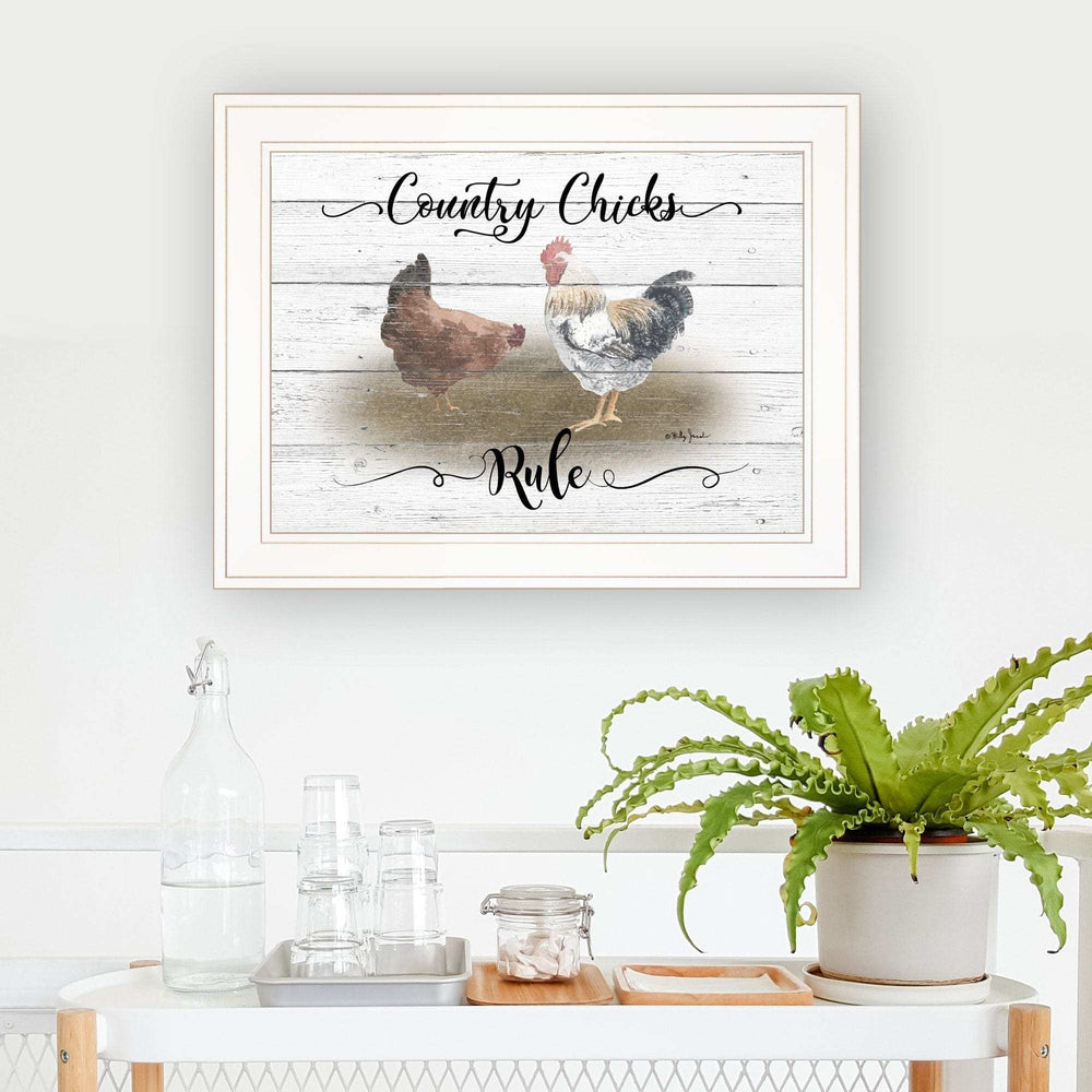 Country Chicks Rule 2 White Framed Print Wall Art - Homeroots - Flyclothing LLC