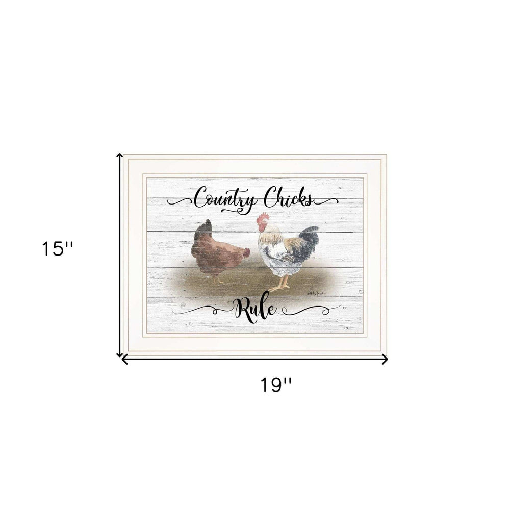 Country Chicks Rule 2 White Framed Print Wall Art - Homeroots - Flyclothing LLC