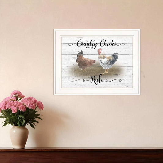 Country Chicks Rule 2 White Framed Print Wall Art - Homeroots - Flyclothing LLC